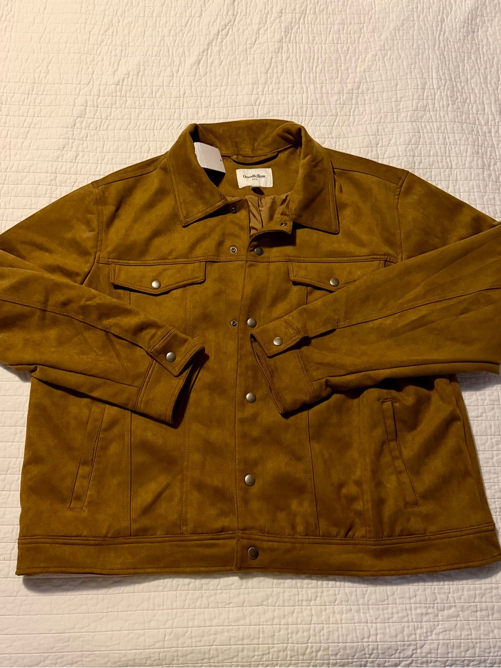NWT Mens’ Goodfellow & Co Camel Suede-Look Button Down Jacket | Sz XXL